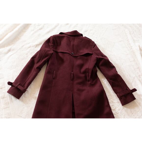 J Crew Nello Gori Trench Coat 2 Wool Cashmere burgundy prep Collegiate Old Money - Picture 2 of 7